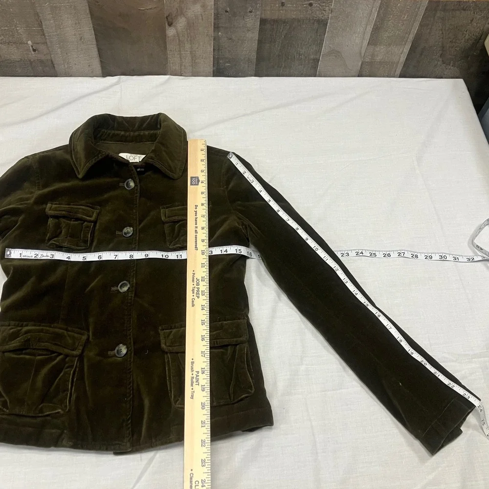ANN TAYLOR LOFT Velvet Quilted Jacket‎ Olive Green Women's XS Y2K Gilmore Girls